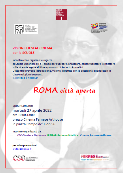 Liberazione: 27 aprile visione in sala di ROMA città aperta (versione restaurata)