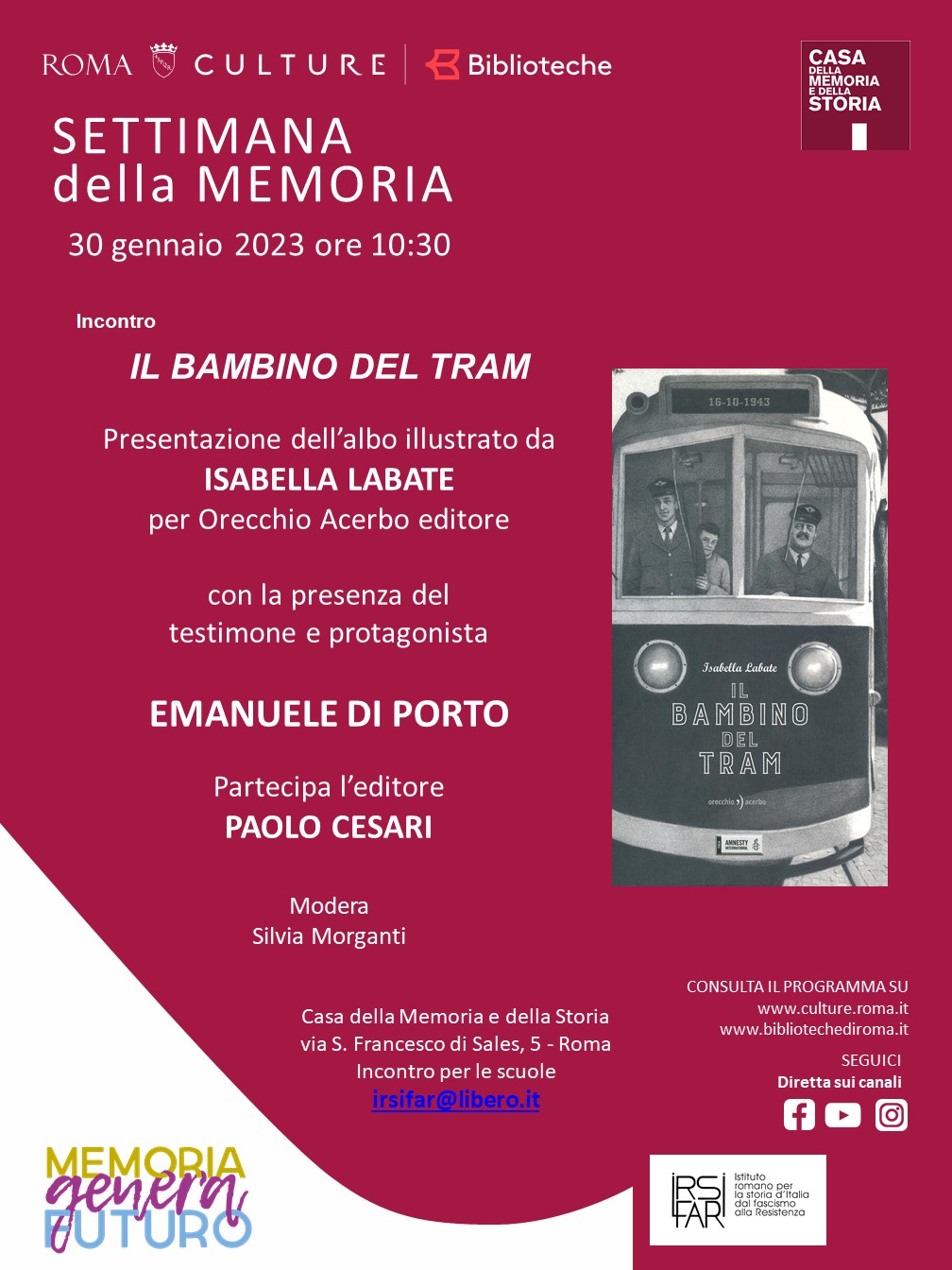 Il bambino del tram. Incontro e presentazione • IRSIFAR